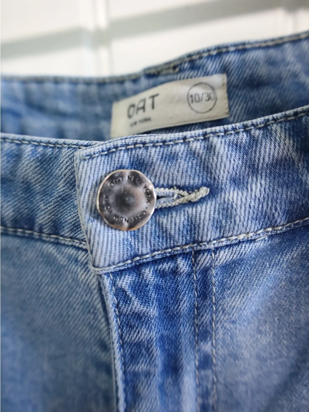 OAT New York Comfort Weave Denim Wide Leg Jeans Light Wash Size 10/30 - Picture 6 of 12